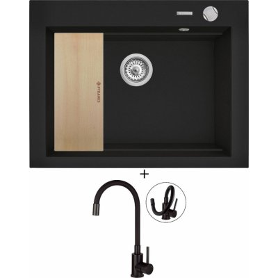 Set Pyramis SIROS (67x51,5 1B + dřevěná krájecí deska + Deante NEO LUNO BOC N72M – Zboží Dáma