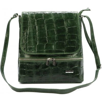 MiaMore Zelená kožená kabelka 01-023 COCO přes Rameno s Motivem Krokodýla – Zboží Mobilmania