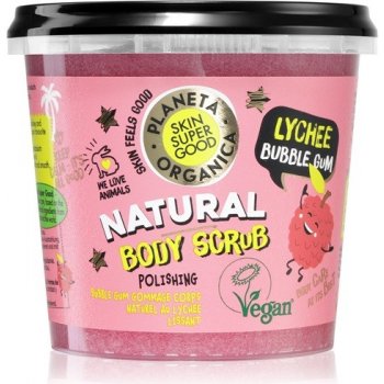 Planeta Organica Lychee Bubble Gum tělový peeling pro jemnou a hladkou pokožku 360 ml