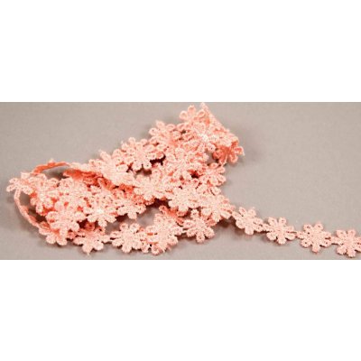 Vzdušná krajka kytička - lososová - šířka 1,3 cm – Zboží Dáma