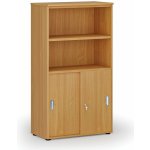 Primo Kombinovaná kancelářská skříň WOOD, zasouvací dveře na 2 patra, 1434 x 800 x 420 mm, buk – Zboží Mobilmania