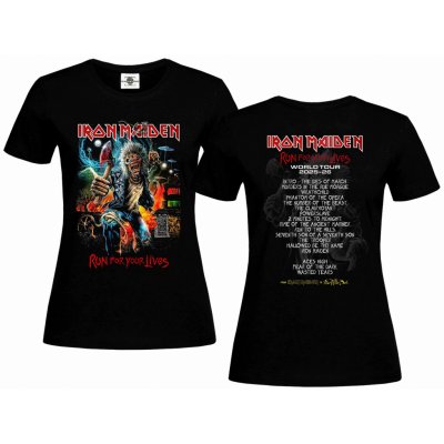 Tričko Iron Maiden Run for your lives Tour 2025-26 Černá – Zboží Dáma