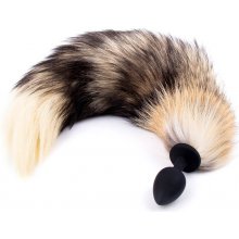 Sunfo silicone anal dildo with fox tail black-red