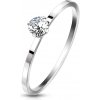 Prsteny Šperky eshop ocelový zásnubní prsten stříbrné zirkon čiré v kotlíku úzká ramena F16.12