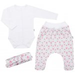 New Baby 3-dílná bavlněná kojenecká souprava Kiddy bílo-růžová – Sleviste.cz
