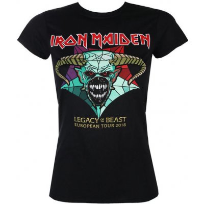 Tričko metal ROCK OFF Iron Maiden Legacy of the Beast European Tour 2018 černá – Zboží Dáma