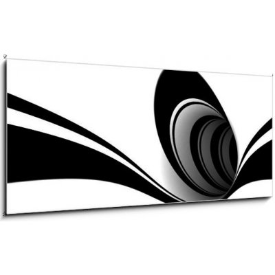 Skleněný obraz 1D panorama - 120 x 50 cm - Abstract black and white spiral Abstraktní černé a bílé spirály