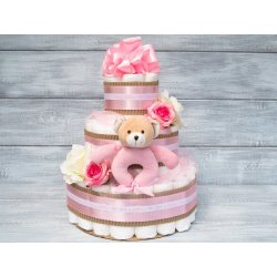 Plenkový dort PASTELL Decor Plenkový dort pro holčičku It´ s a Girl! S hračkou 2 Miminko váží 3 - 6 kg