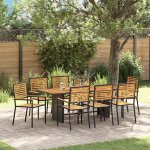 Omaxi 455710 Zahradní jídelní souprava 9 pcs Černá, hnědá 190 x 80 x 75 cm – Hledejceny.cz
