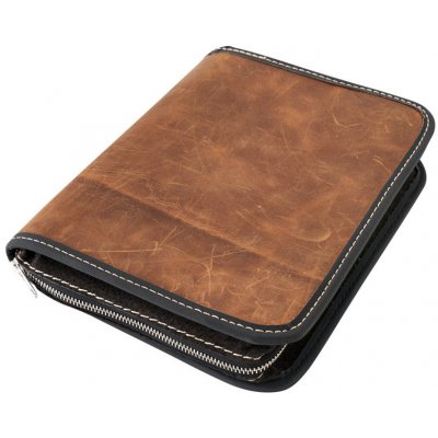 Obal na knihu se zipem XL Pull up hnědá – Zboží Dáma