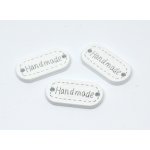 Dřevěná cedulka Hand made oválná bílá – Sleviste.cz