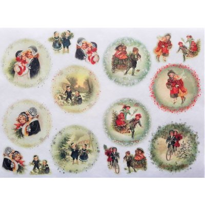 Itd. Collection Rýžový papír Děti retro v kruzích A4 – Sleviste.cz