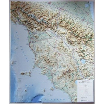 L.A.C. Toskánsko - plastická mapa 74 x 94 cm Varianta: bez rámu, Provedení: plastická mapa