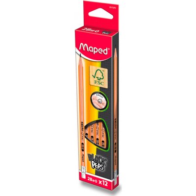 Maped Black´Peps s pryží tvrdost 2B 51722 12 ks – Zboží Živě