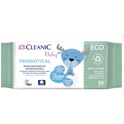 Cleanic baby Probiotické vlhčené ubrousky ECO 50 ks