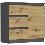 Framire Komoda antracit mix artisan 80 x 76 x 33 cm R-80-S3 – Hledejceny.cz