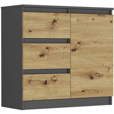 Framire Komoda antracit mix artisan 80 x 76 x 33 cm R-80-S3 – Hledejceny.cz