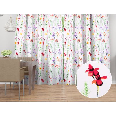 Biante Bavlněný závěs Sandra SA-492 Květovaná louka na bílém 150x140 cm – Hledejceny.cz