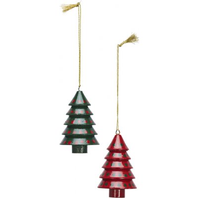 MADAM STOLTZ Vánoční ozdoba Christmas Tree Green / Red zelená, červená barva, zelená barva, dřevo – Hledejceny.cz
