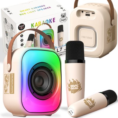 SET BLUETOOTH REPRODUKTOR PŘENOSNÝ KARAOKE RGB 2 MIKROFONY USB SD MINI JACK – Zboží Dáma