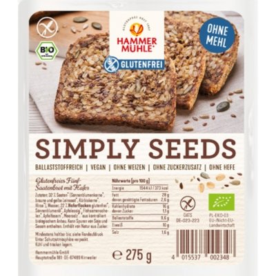 Hammermühle Bezlepkový Chléb pětizrnný Simply Seeds trvanlivý BIO 275 g – Zboží Dáma