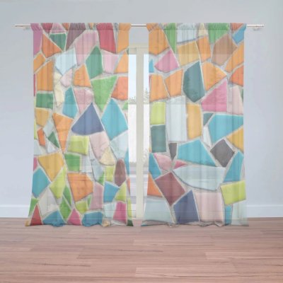 Záclony Barevná mozaika: 2 ks - 150x250 cm - Sablio – Hledejceny.cz