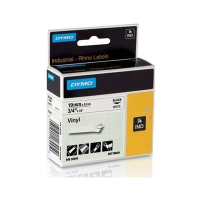 Dymo originální páska do tiskárny štítků, Dymo, 18445, S0718620, černý tisk/bílý podklad, 5.5m, 19mm, RHINO vinylová profi D1 – Hledejceny.cz