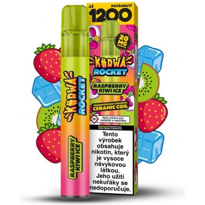 Kurwa Rocket Raspberry Kiwi Ice 20 mg 1 200 potahů – Zboží Dáma