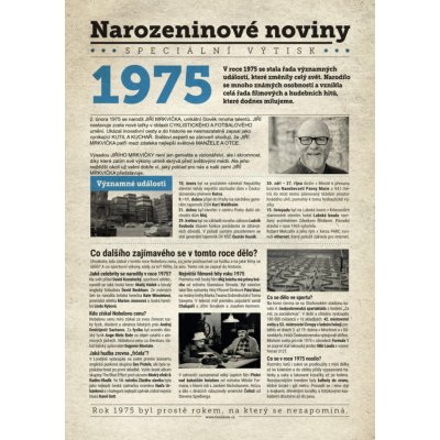 Narozeninové noviny 1975 s vlastním textem a fotografií S fotografií a textem – Zboží Dáma