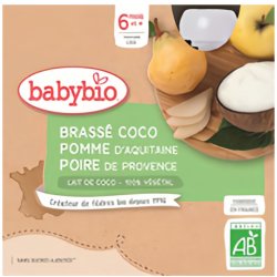 BabyBio BIO Svačinka s kokosovým mlékem jablko a hruška 4 x 85 g 340 g