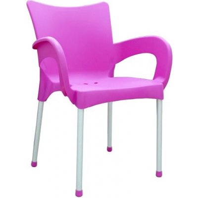 Mega Plast, plastová židle SMART (AL nohy), 83 x 57 x 54 cm, stohovatelná, růžová