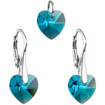 Swarovski Elements Heart krystal stříbrná sada náušnice a přívěsek s řetízkem modré srdce srdíčko 39003.3 Light Turquoise modrá světlá tyrkysová – Hledejceny.cz
