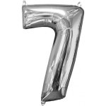 Amscan Balónek fóliový narozeniny číslo 7 stříbrný 66 cm