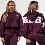 Nebbia oversized mikina s kapucí OWN YOUR POWER bordová – Zboží Dáma