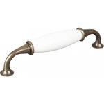 Walteco Set nábytkových úchytek 128mm, antik mosaz a bílý porcelán, 4 ks , 7741 – HobbyKompas.cz