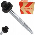 Samořezný střešní farmářský šroub KLIMAS 4,8 x 80 SW8 RAL 9005 Černý s podložkou EPDM (100 ks/bal) – Zboží Mobilmania
