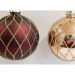 Harasim velkoobchod s. r. o. Skleněná vánoční baňka/koule 8 cm, burgundy a zlatá - sada 12 ks – Hledejceny.cz