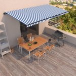 VidaXL Ručně zatahovací markýza 600 x 350 cm modrobílá – Zboží Mobilmania