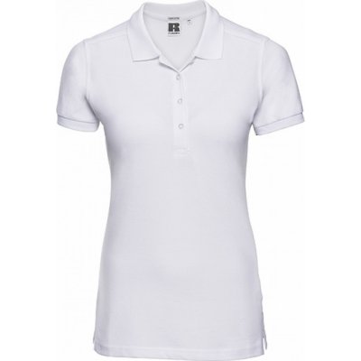 Russell Prodloužené dámské strečové polo triko tričko s rozparky Z566F Bílá