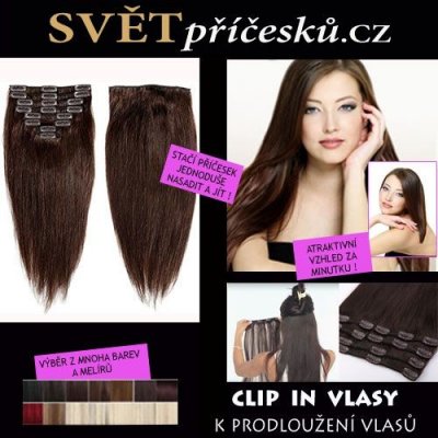 Clip in sada k prodloužení vlasů - 40cm, 75g - mnoho barev 2 - tmavě hnědá – Zboží Mobilmania