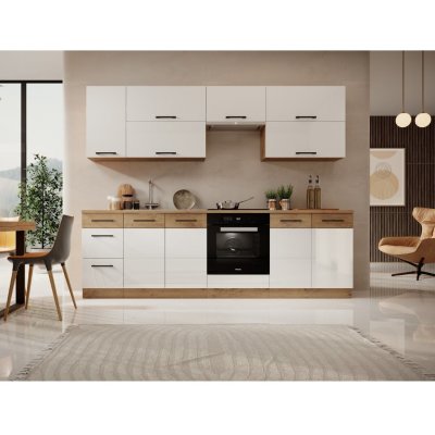 ADRK Kuchyňská sestava VIKA 260 cm WS-LO bílá lesk/dub lancelot – Zboží Dáma