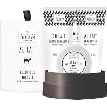 Scottish Fine Soaps Au Lait sprchový gel 75 ml + tělové máslo 75 ml + krém na ruce 75 ml + mýdlo 50 g dárková sada