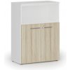 Kancelářské skříně Primo Kombinovaná kancelářská skříň WHITE, 1087 x 800 x 420 mm, bílá/dub přírodní