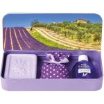 Esprit Provence Levandule toaletní mýdlo 60 g + vonný pytlík + krém na ruce 30 ml + plechová krabička s obrázkem západu slunce dárková sada – Hledejceny.cz