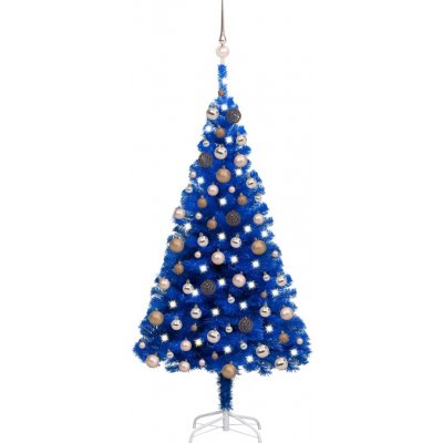 zahrada-XL Umělý vánoční stromek s LED a sadou koulí modrý 120 cm PVC