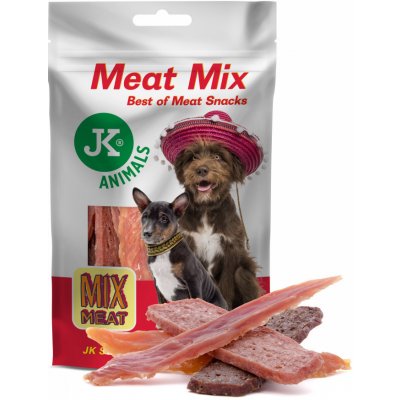 JK Animals Meat Snack Mix, sušené kuřecí a kachní maso, jehněčí a králičí filety 80 g – Zbozi.Blesk.cz