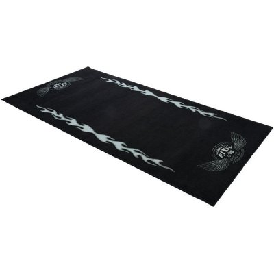 Textilní koberec pod motocykl FLAME L, OXFORD (šedá/černá, rozměr 200 x 100 cm, splňující předpisy FIM) – Zbozi.Blesk.cz