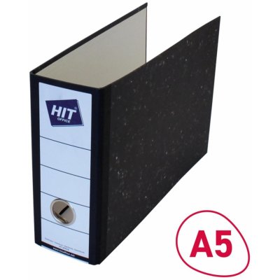 HIT Office Pořadač pákový A5 na šířku, mramor černý, 8 cm