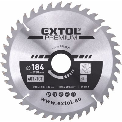 EXTOL PREMIUM Kotouč pilový s SK plátky, O 184x3,0x30mm, 40T (8803221) – Hledejceny.cz
