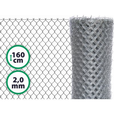 Pozinkované pletivo s ND, zapletené, výška 160 cm, drát 2,0 mm, oko 50x50 mm, Zn – Hledejceny.cz